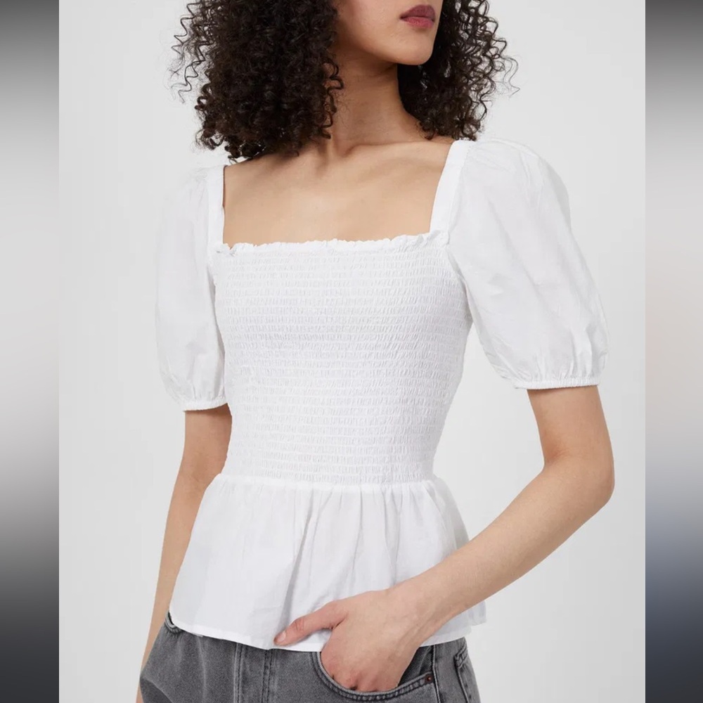 French Connection Ivory Smocked Blouse